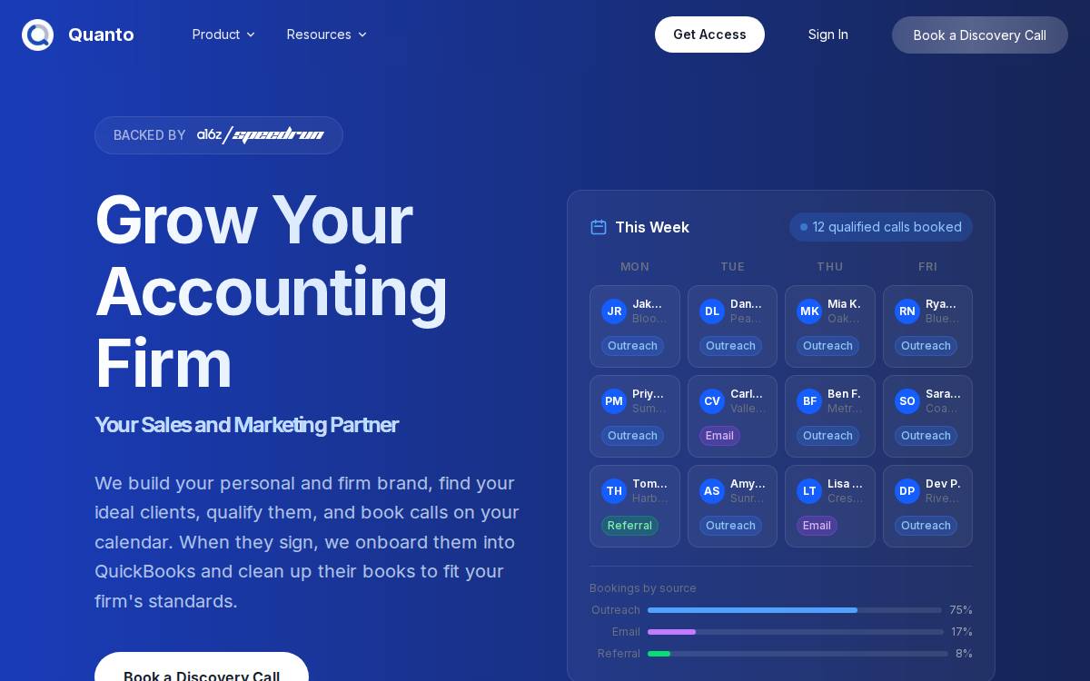 Quanto website preview