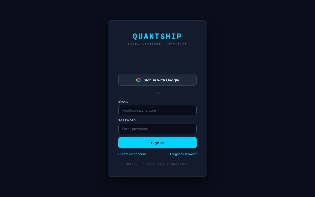 Quantship website preview