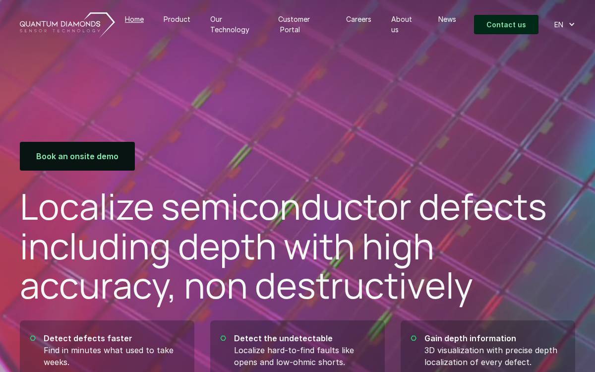 Quantum Diamonds website preview