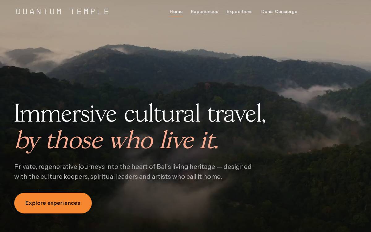 Quantum Temple website preview