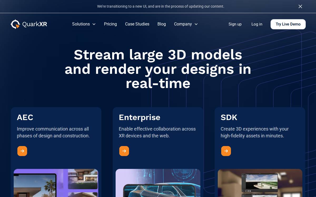 Quarkxr website preview