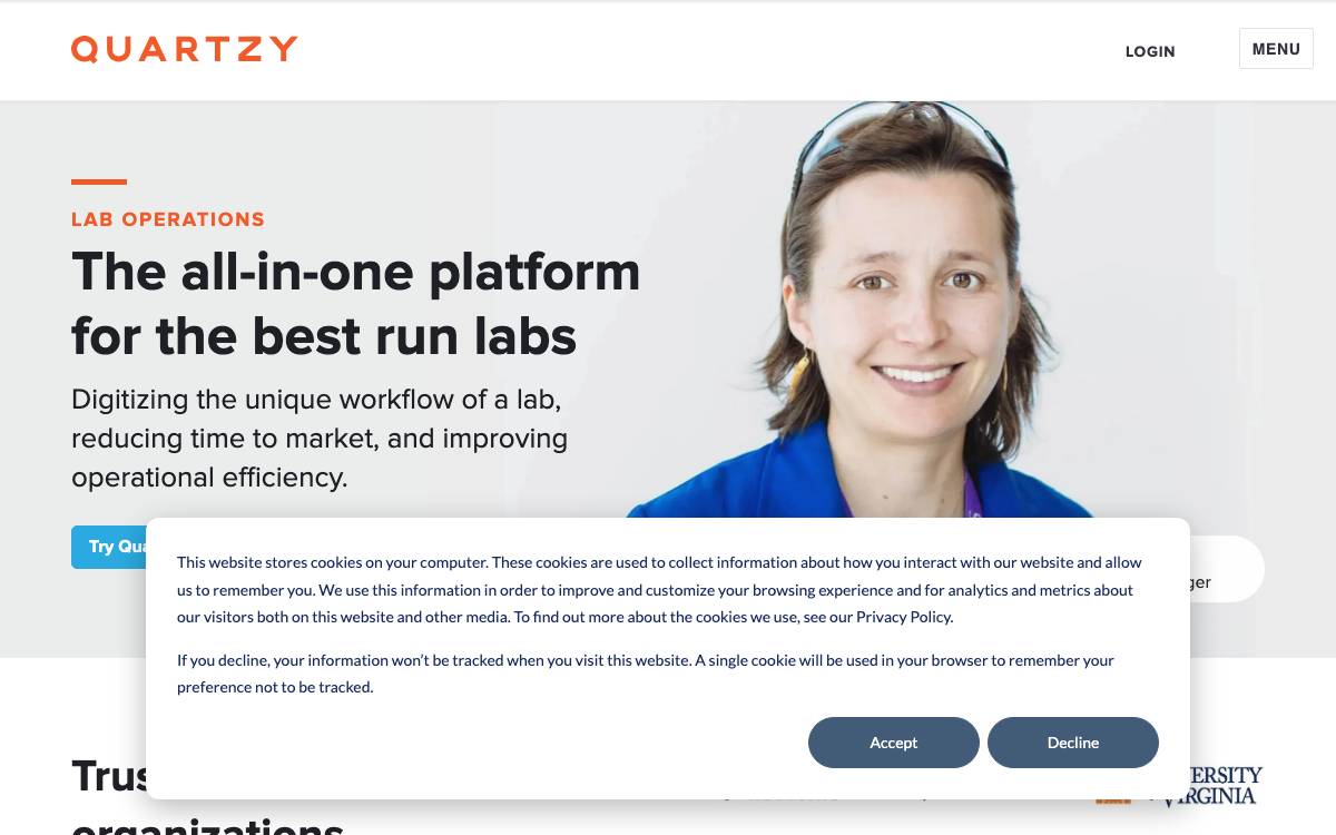 Quartzy website preview
