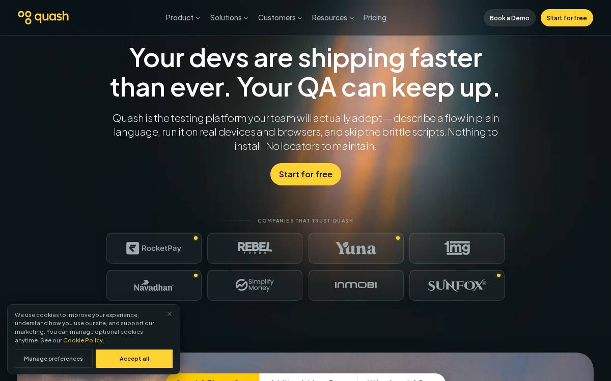 QuashBugs AI website preview