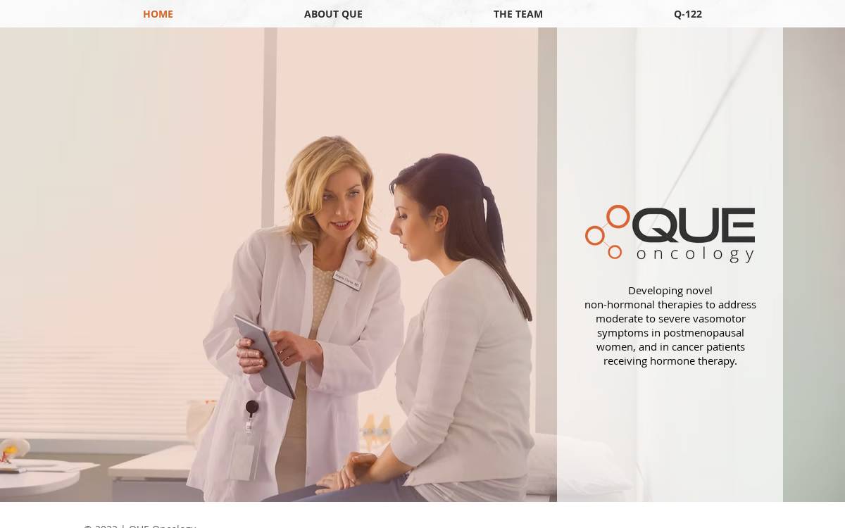 QUEoncology Healthier menopause treatments website preview