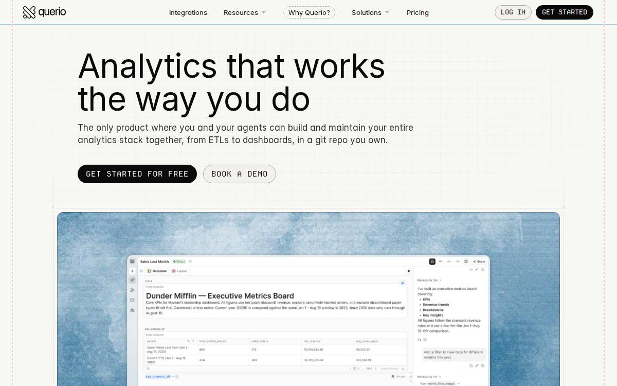 Querio website preview