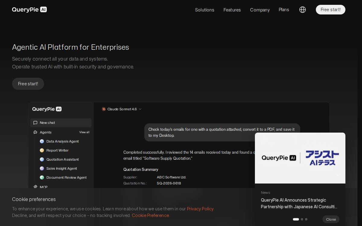 QueryPie AI website preview