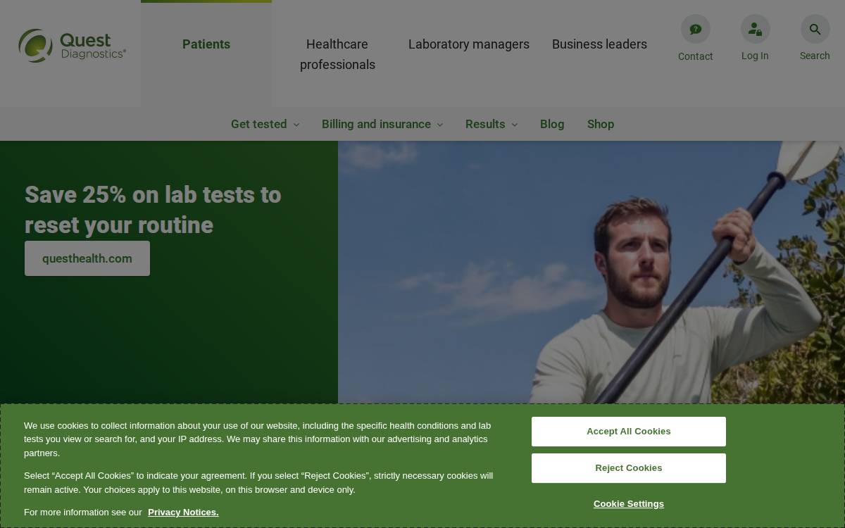 Quest Diagnostics website preview