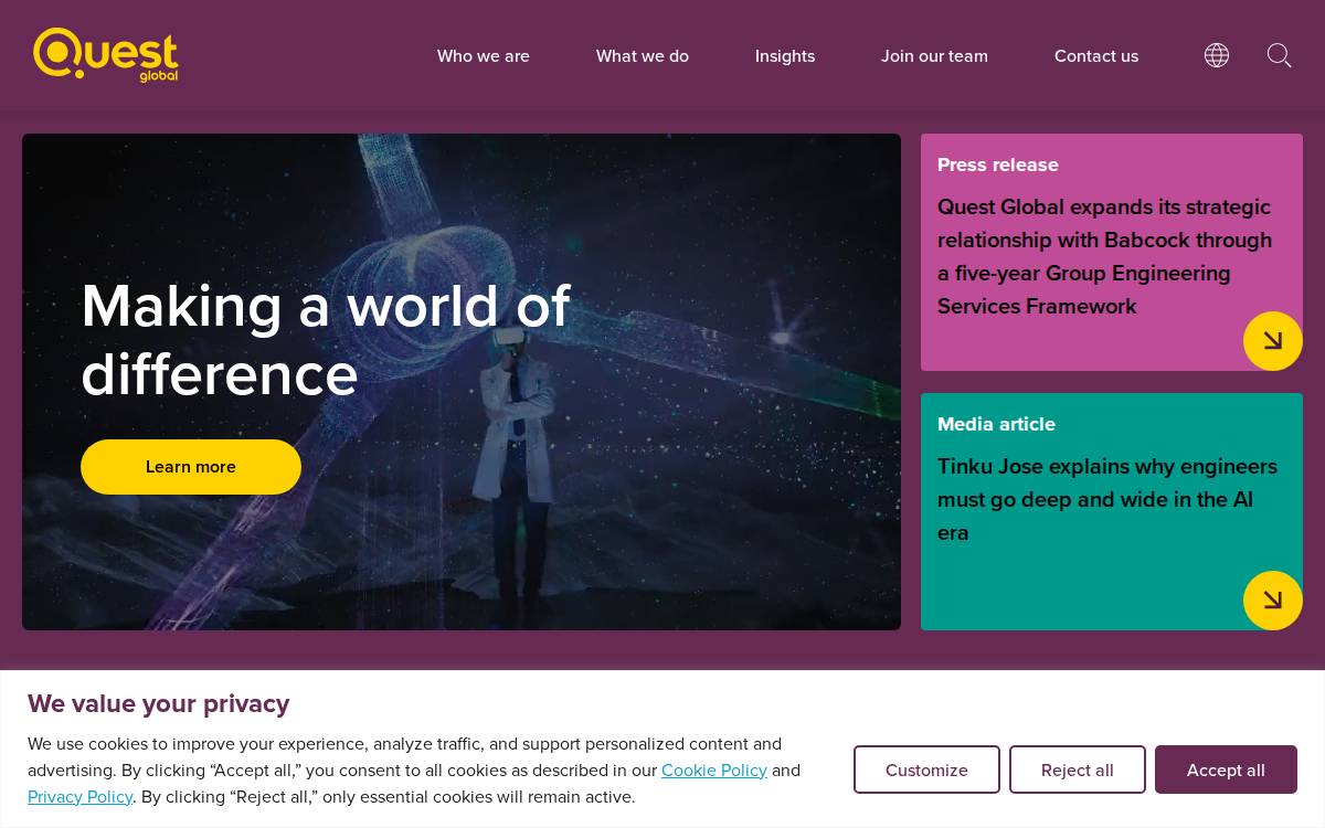 Quest Global website preview