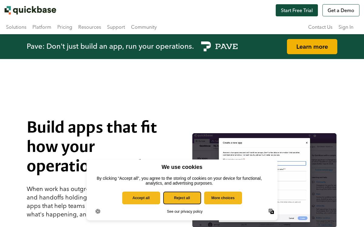 Quickbase website preview