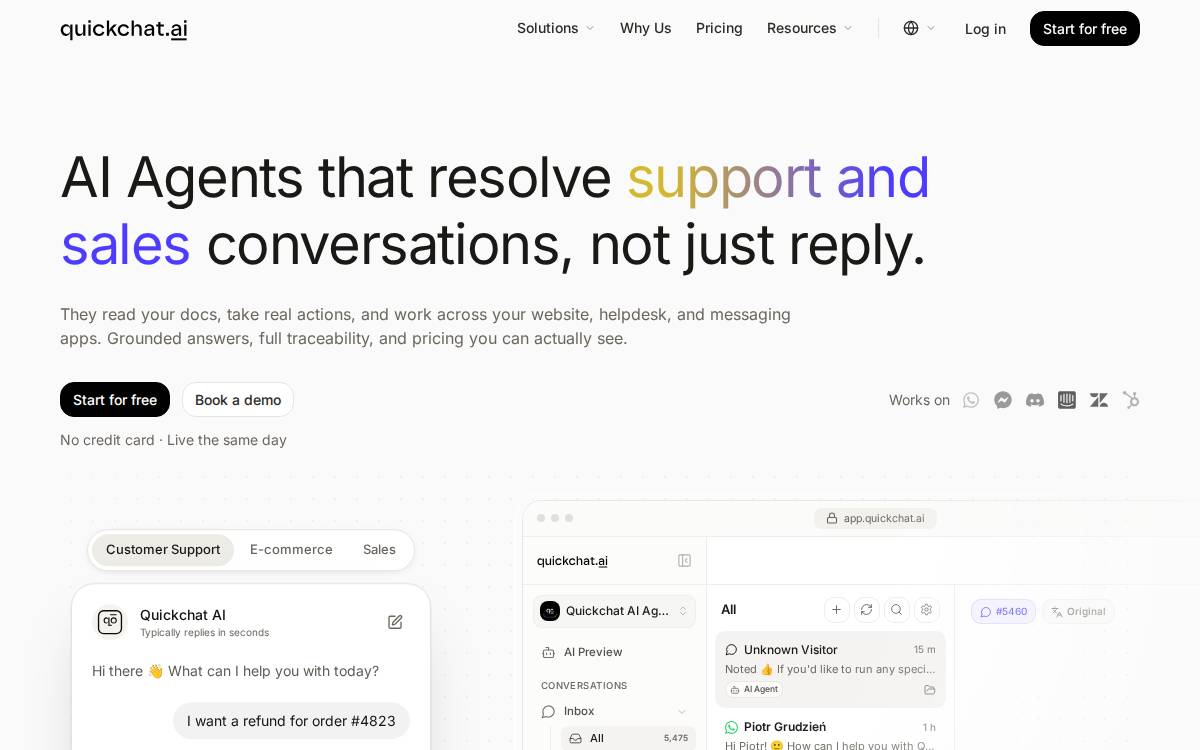 Quickchat AI website preview