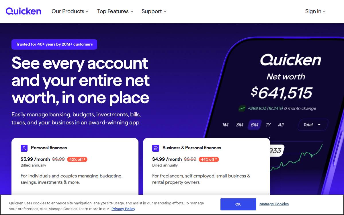 Quicken website preview