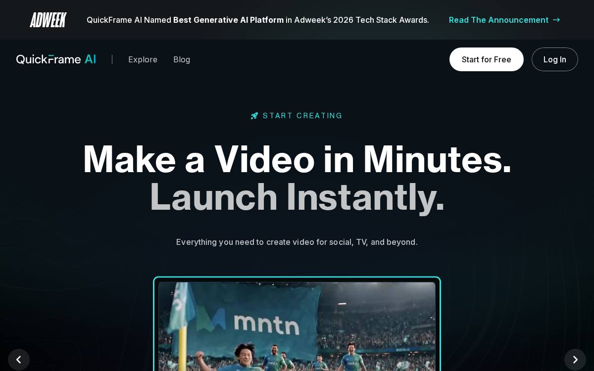 Quickframe website preview