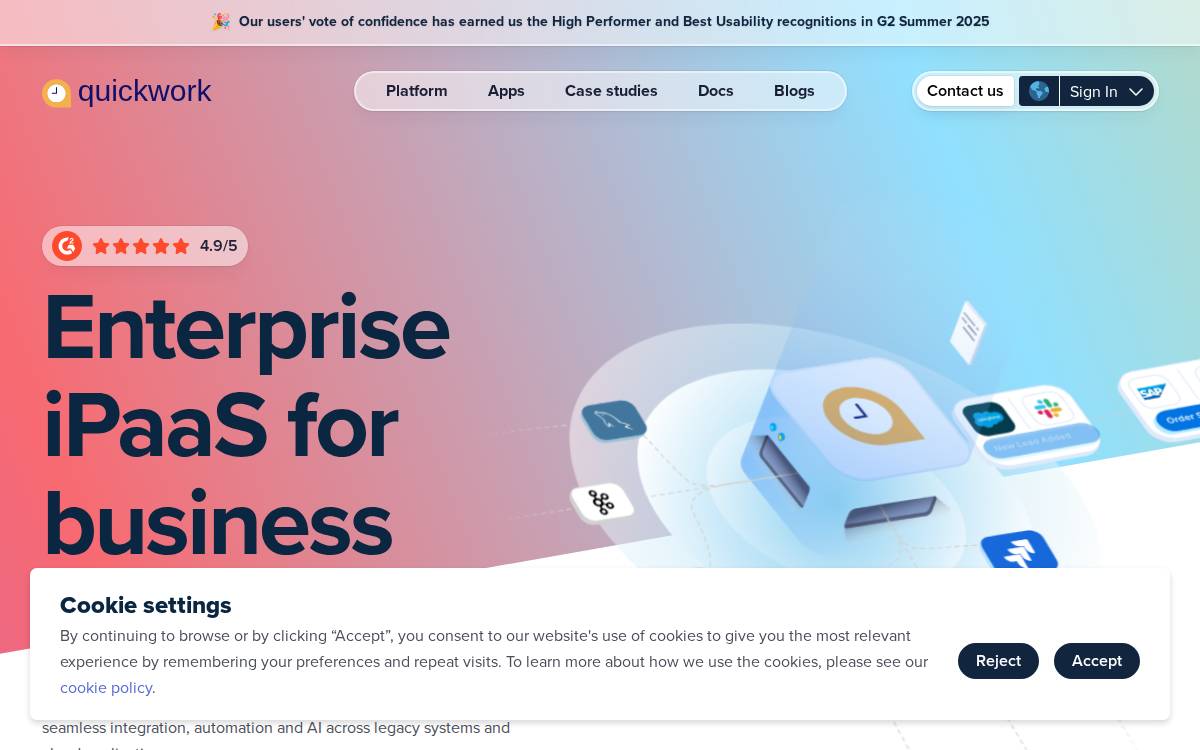 Quickwork, Homepage website preview