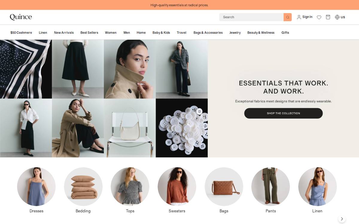 Quince website preview