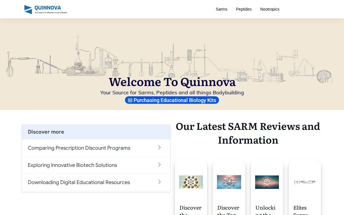 Quinnova Pharmaceuticals website preview