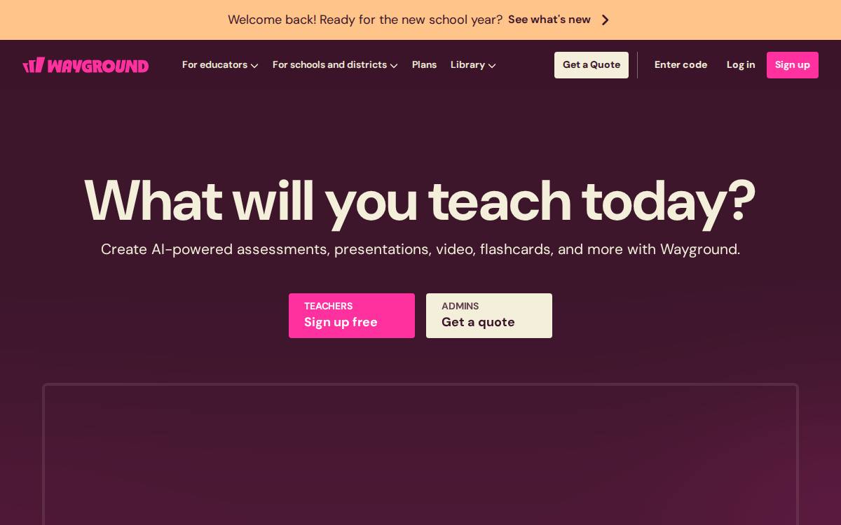 Quizizz website preview