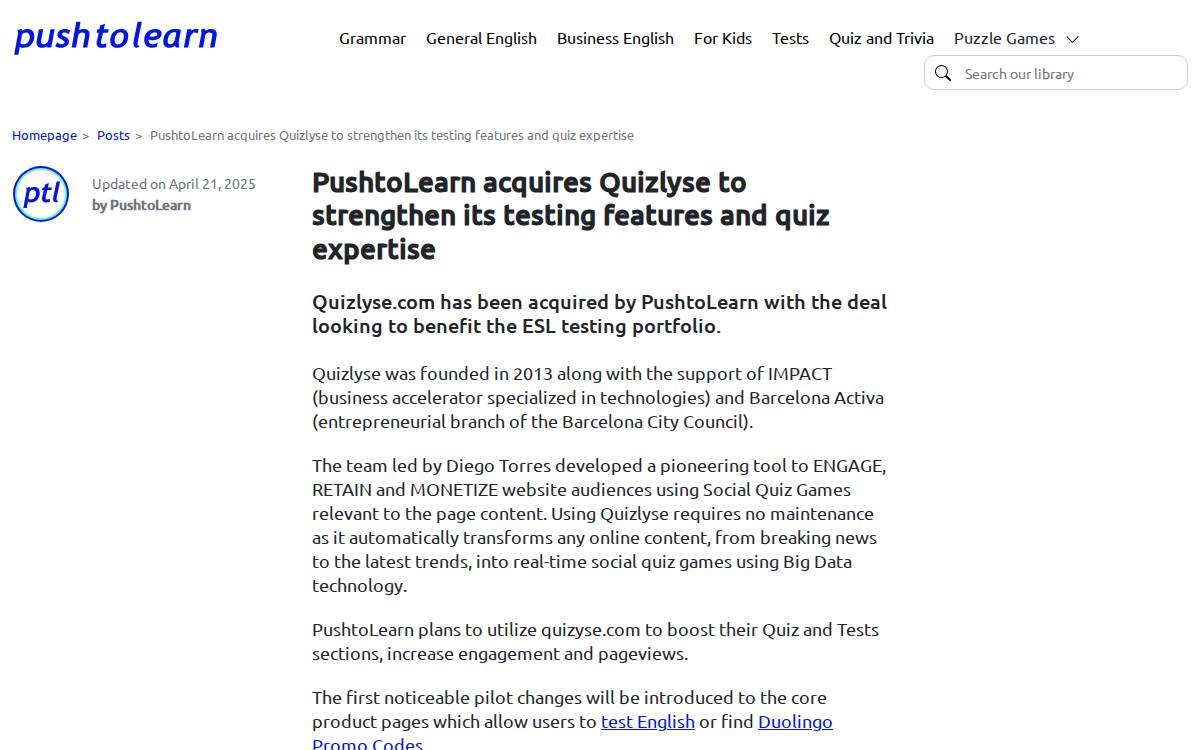 Quizlyse website preview