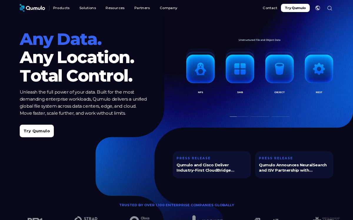 Qumulo enterprise-saas website preview