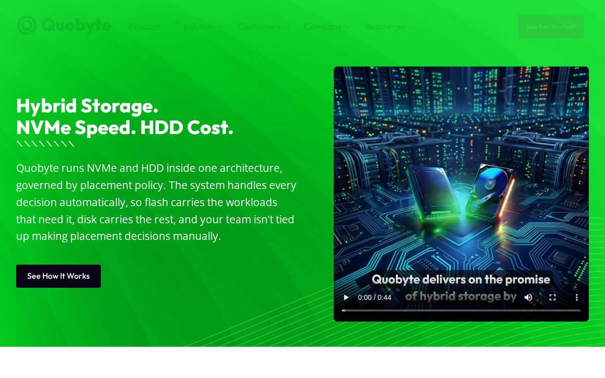 Quobyte website preview