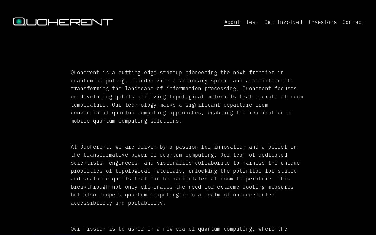 Quoherent website preview
