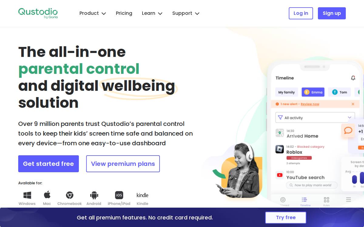 Qustodio website preview