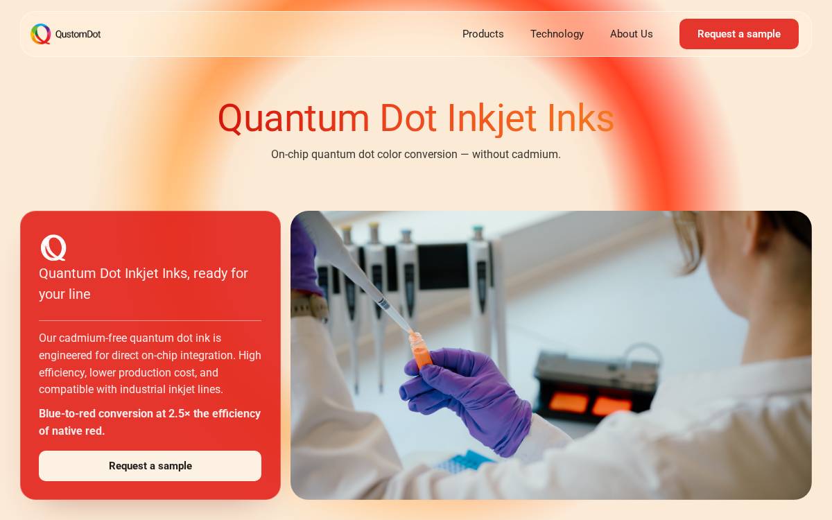 Qustomdot website preview