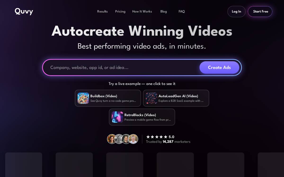 Quvy website preview