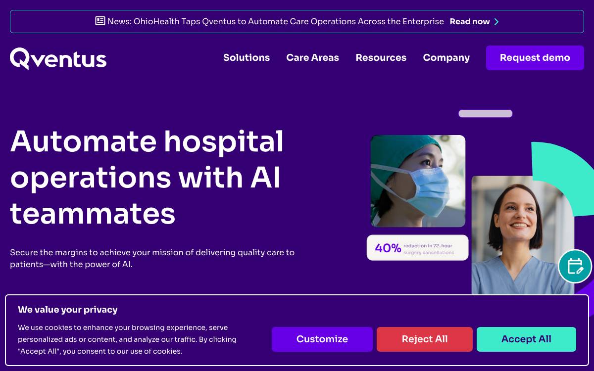 Qventus website preview