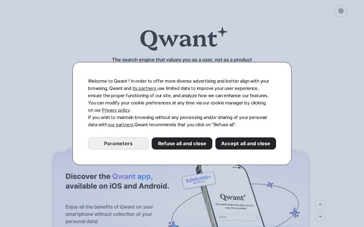 Qwant website preview