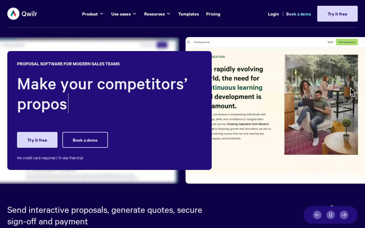 Qwilr website preview