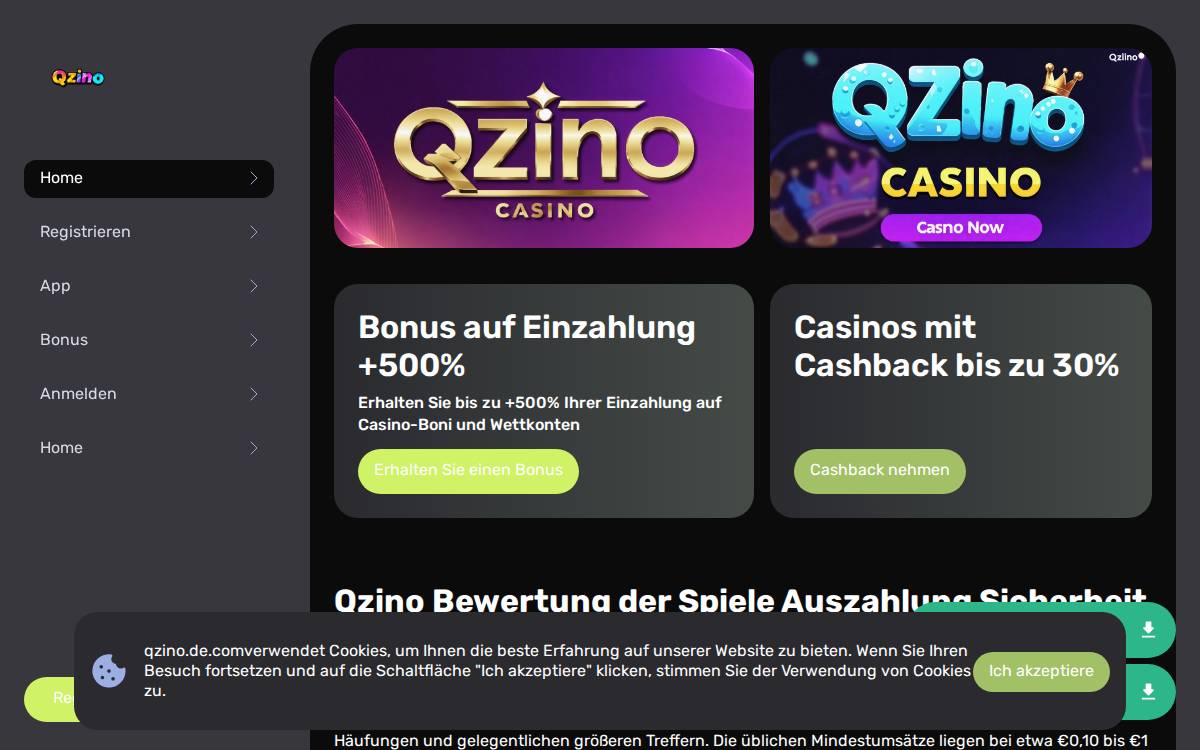 Qzino website preview