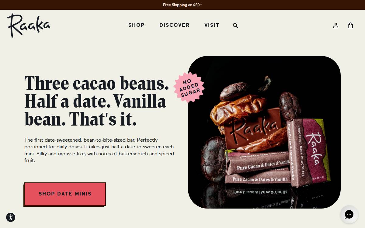 Raaka Chocolate website preview