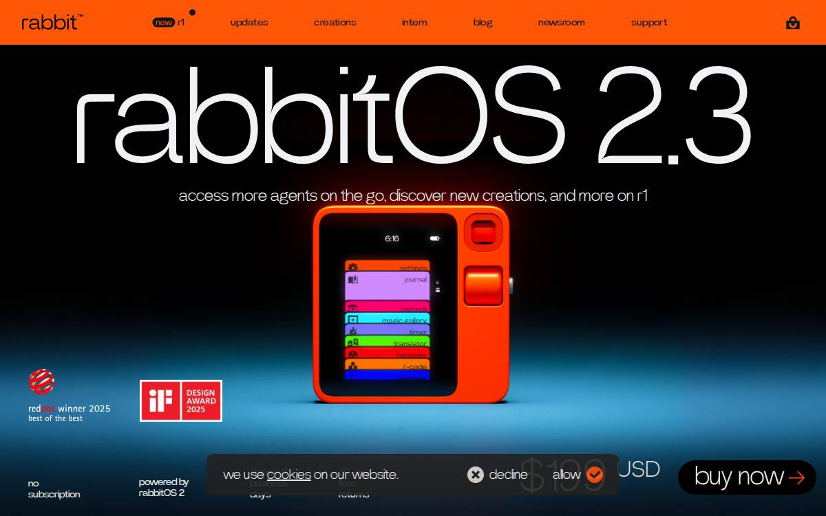 rabbit r1 website preview