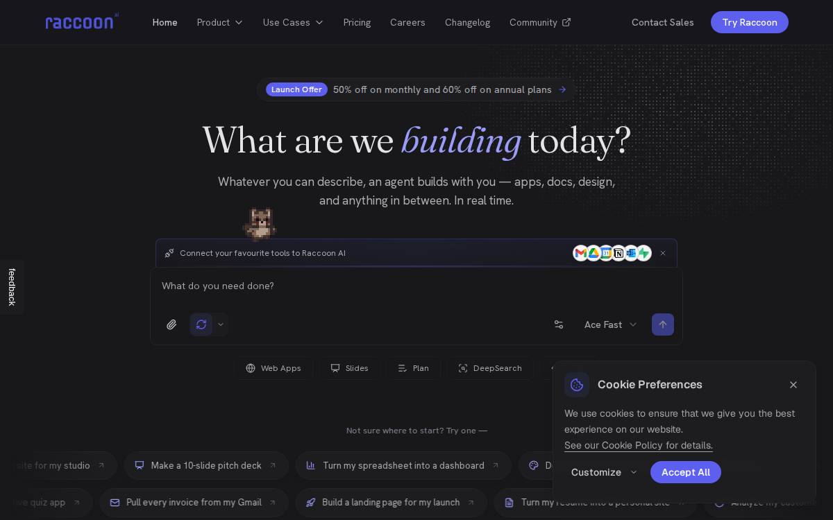 Raccoonai website preview