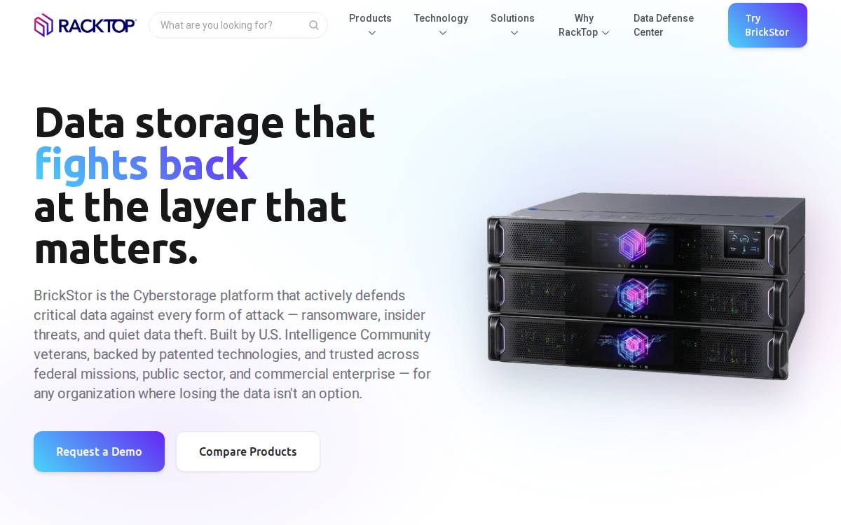 RackTop Systems website preview