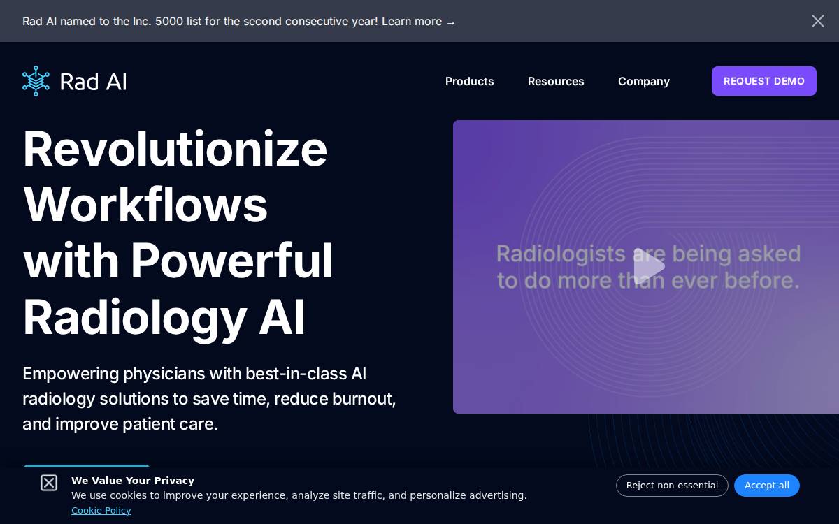 Rad AI website preview