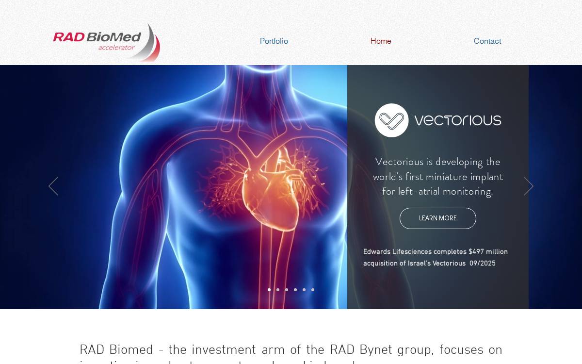 Rad Biomed Accelerator website preview