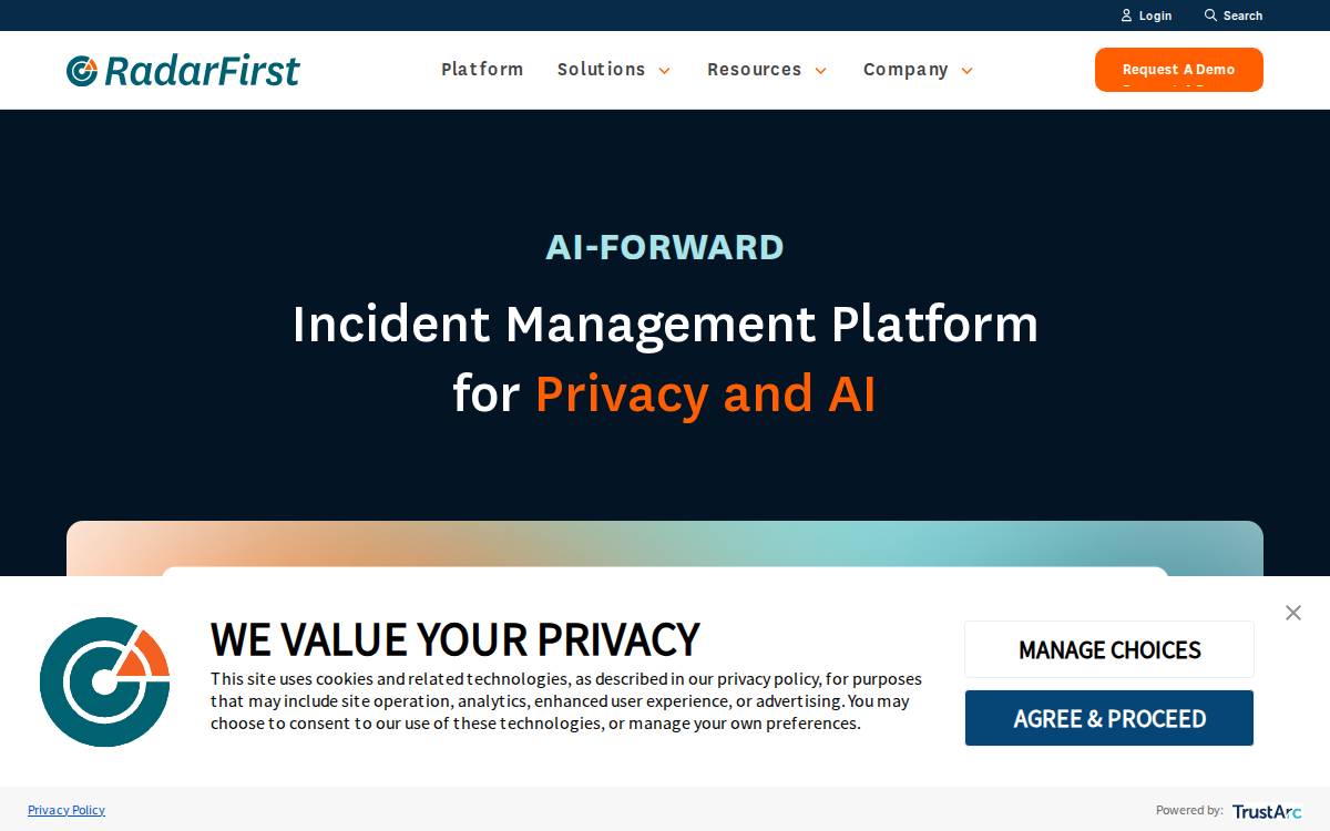 RadarFirst website preview