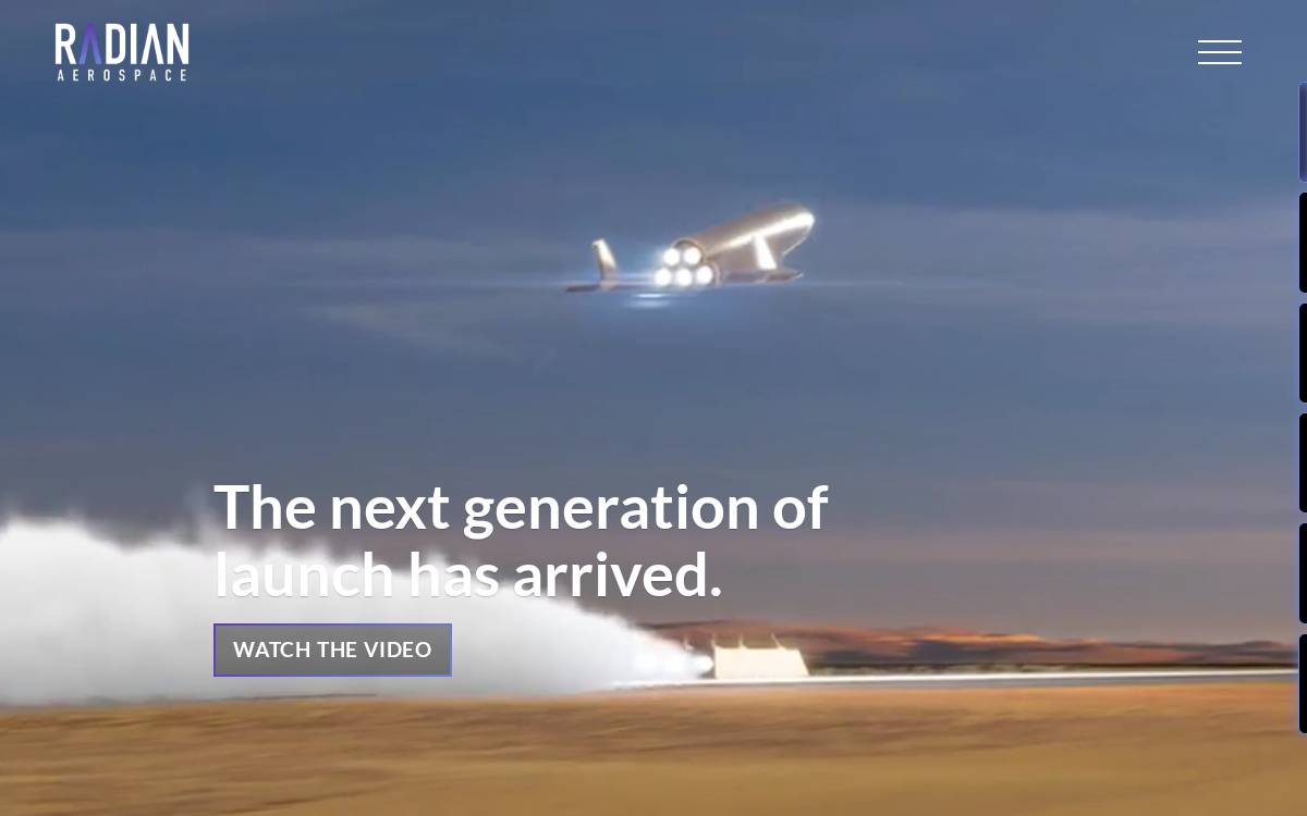 Radian Aerospace website preview