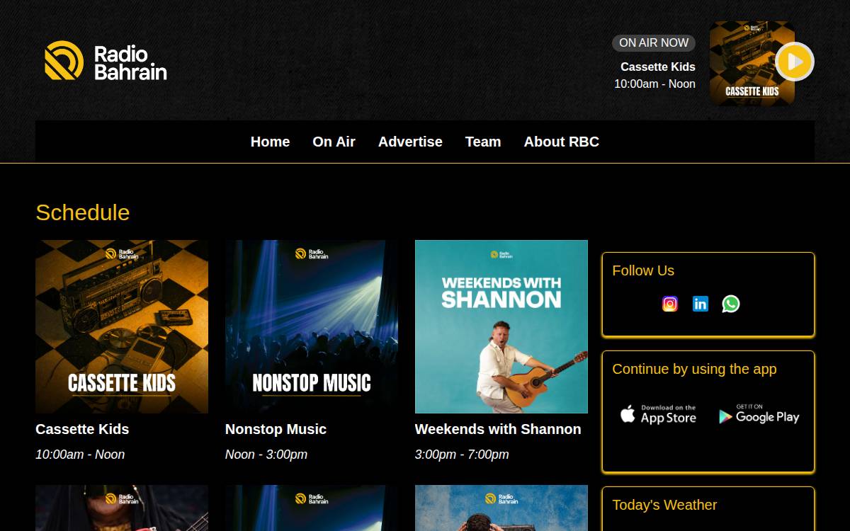 Radio Bahrain website preview