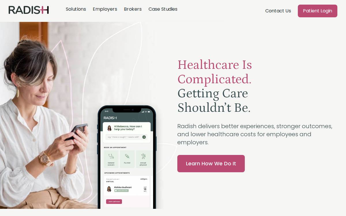 Radish Health website preview