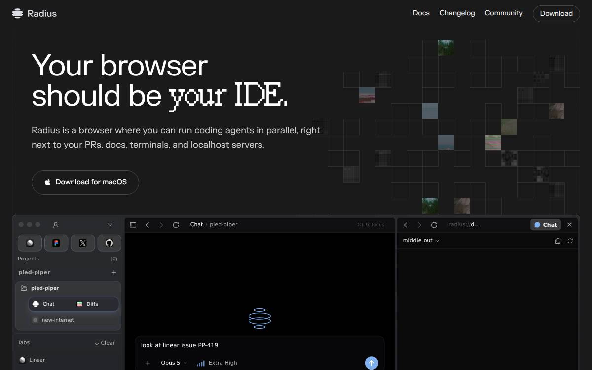Radius website preview