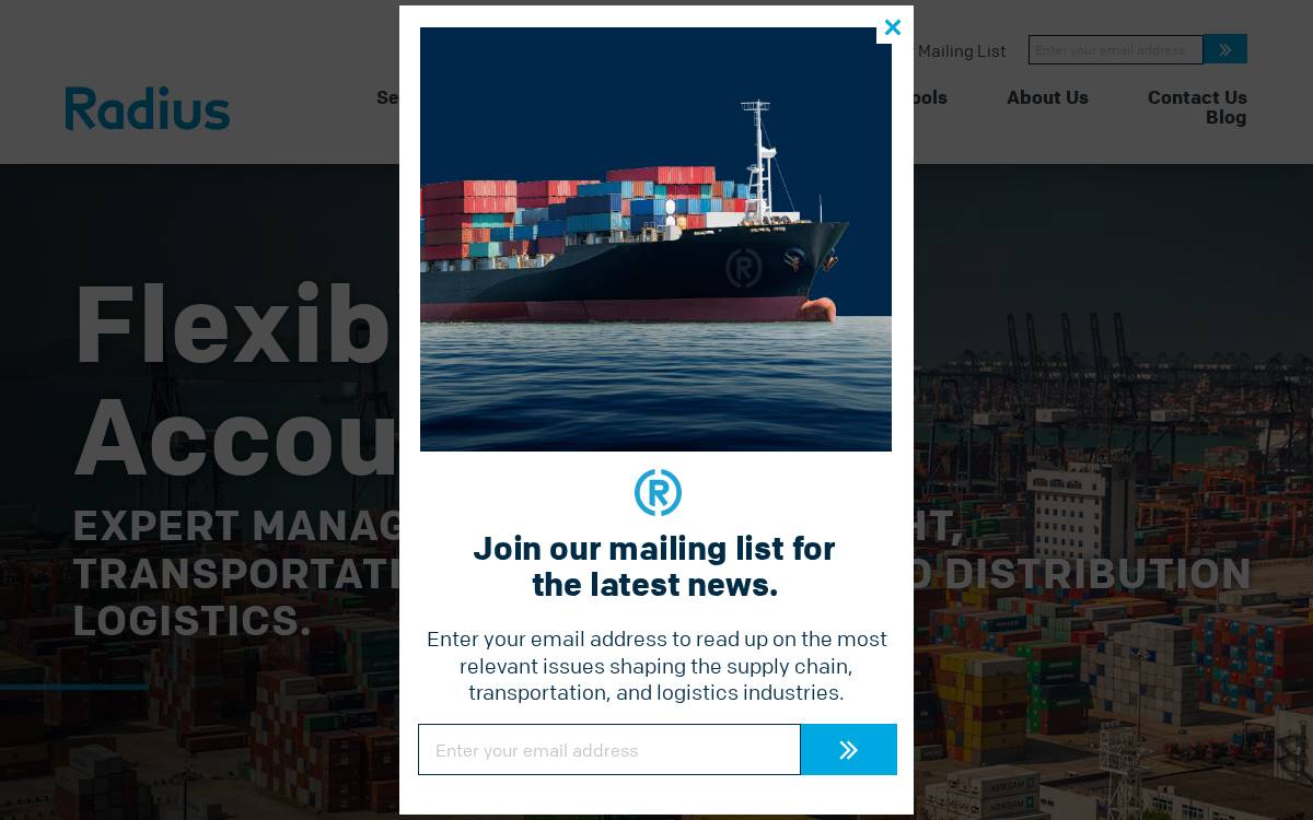 Radius Logistics website preview