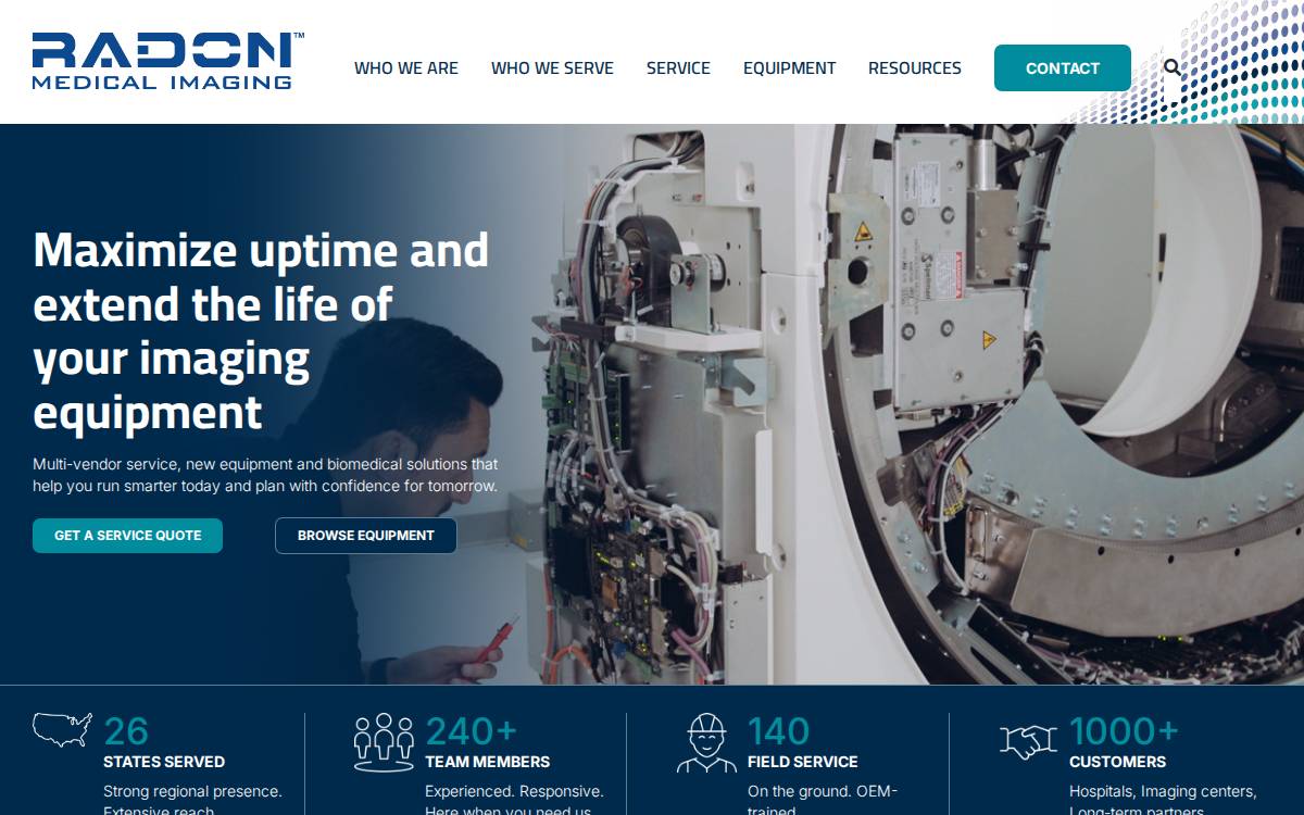 Radon Medical Imaging website preview