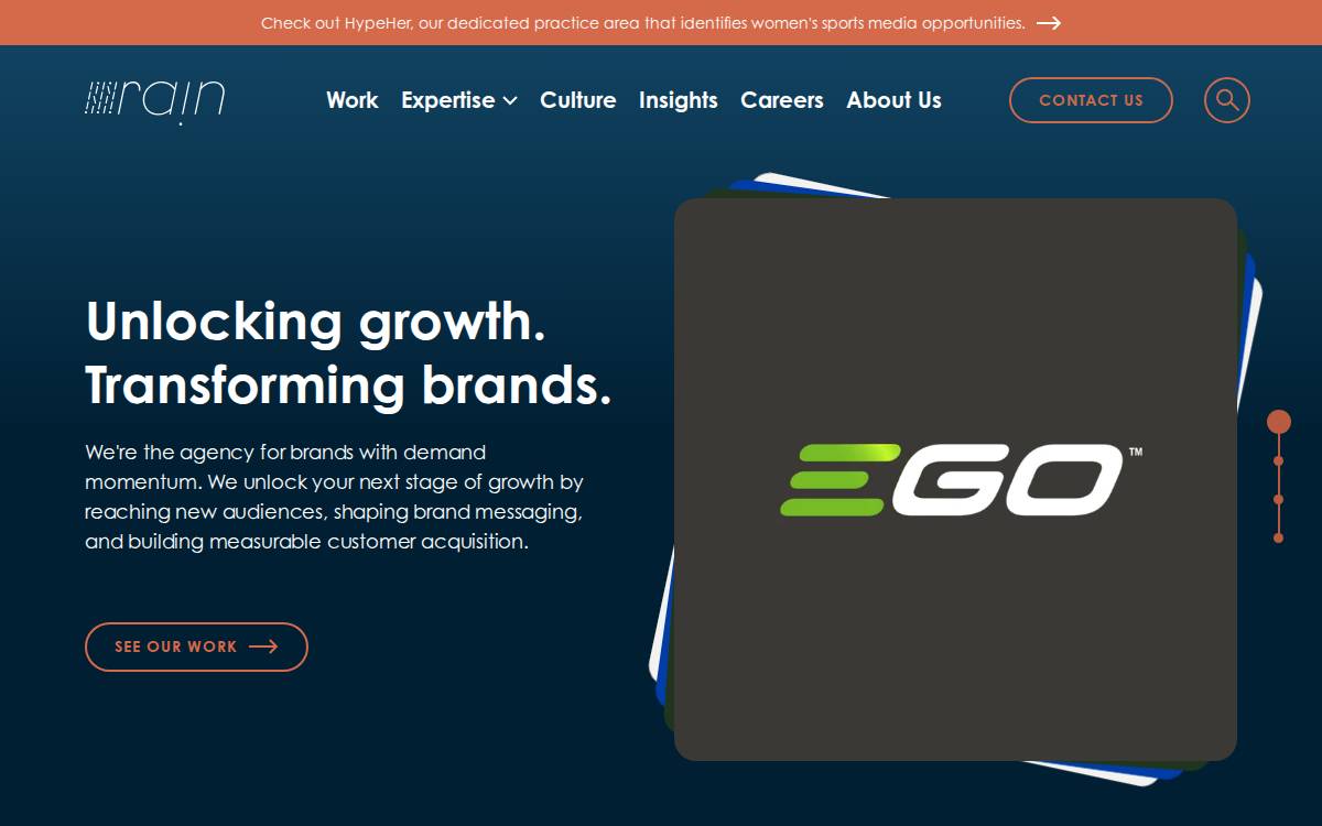 Rain the Growth Agency website preview
