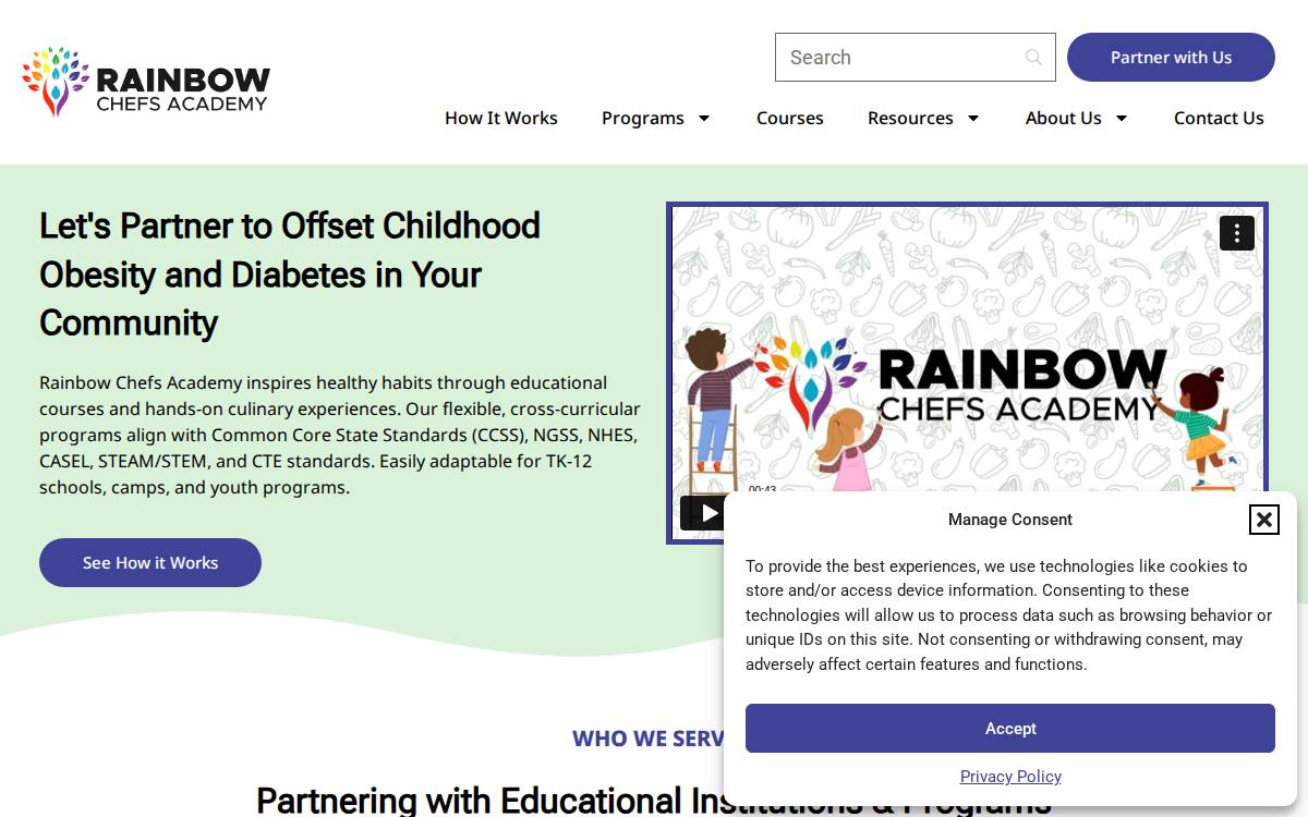Rainbowchefsacademy website preview
