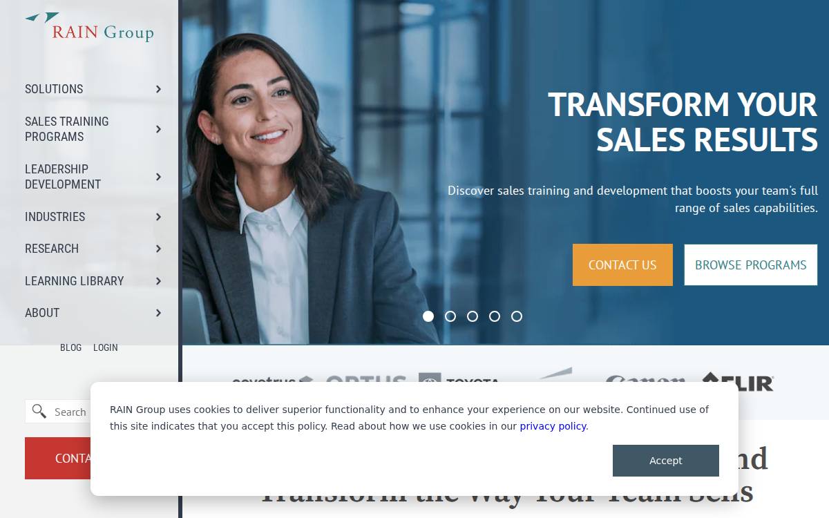 Rainsalestraining website preview
