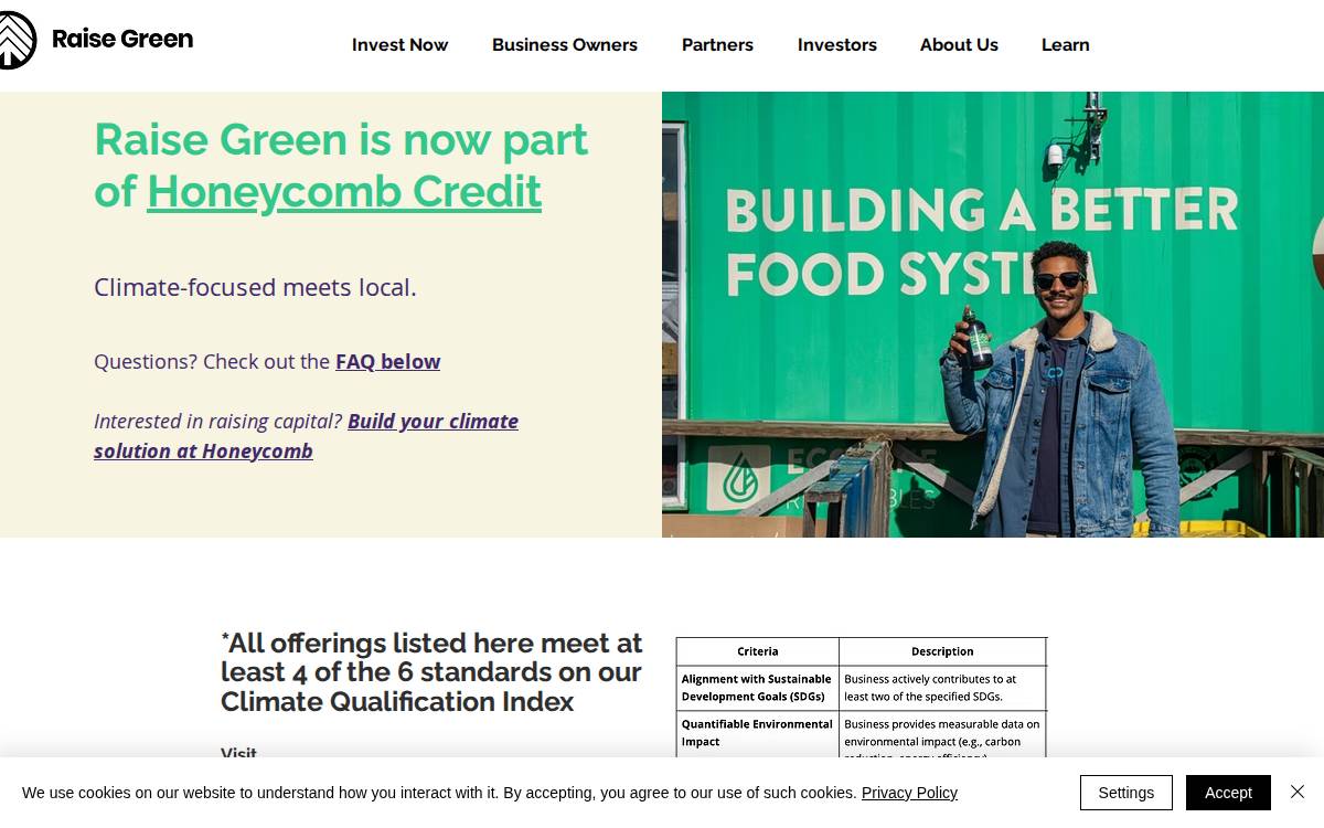Raise Green website preview
