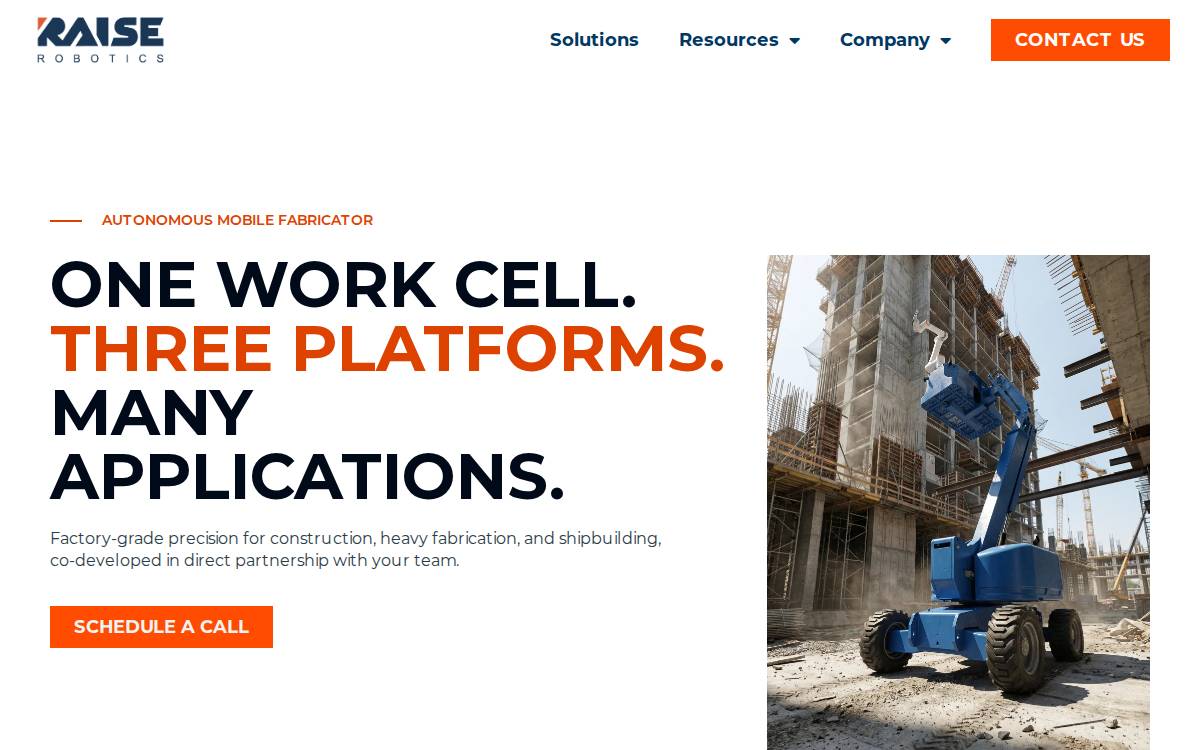 Raise Robotics website preview
