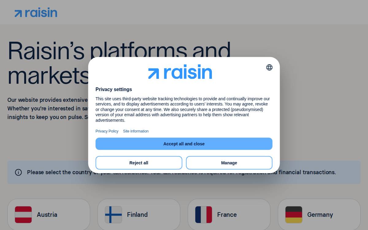 Raisin website preview